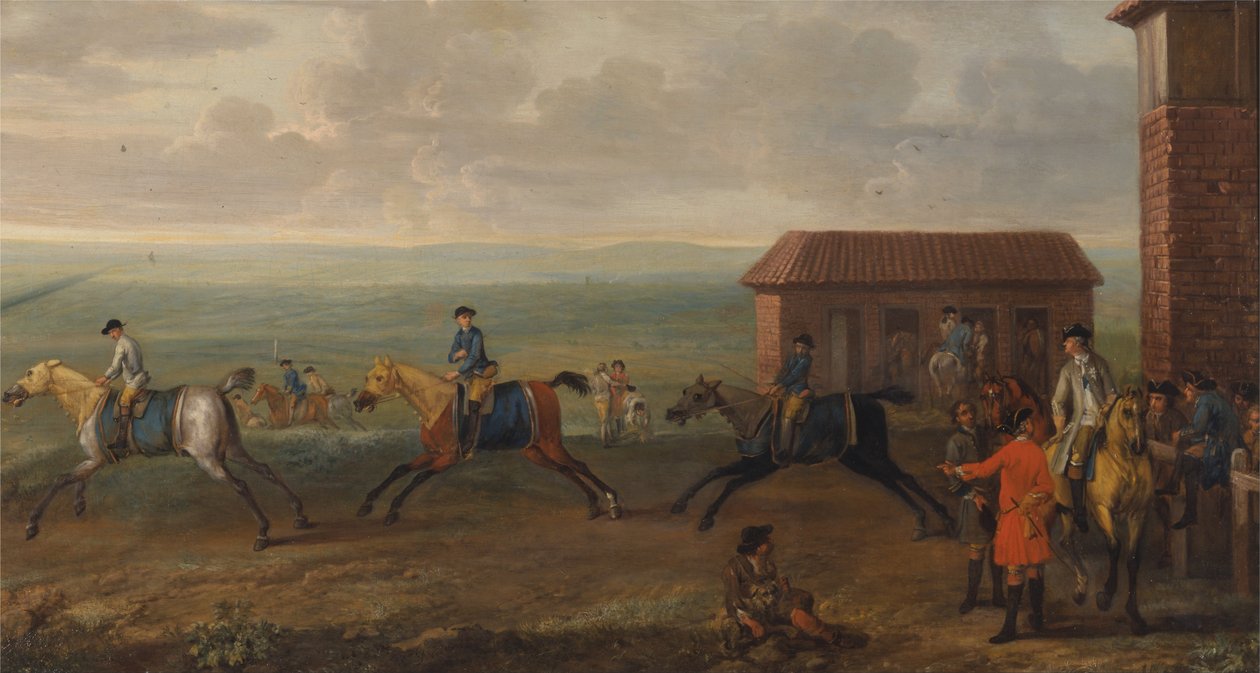 Lord Portmore che osserva i cavalli da corsa in esercizio a Newmarket Heath da John Wootton