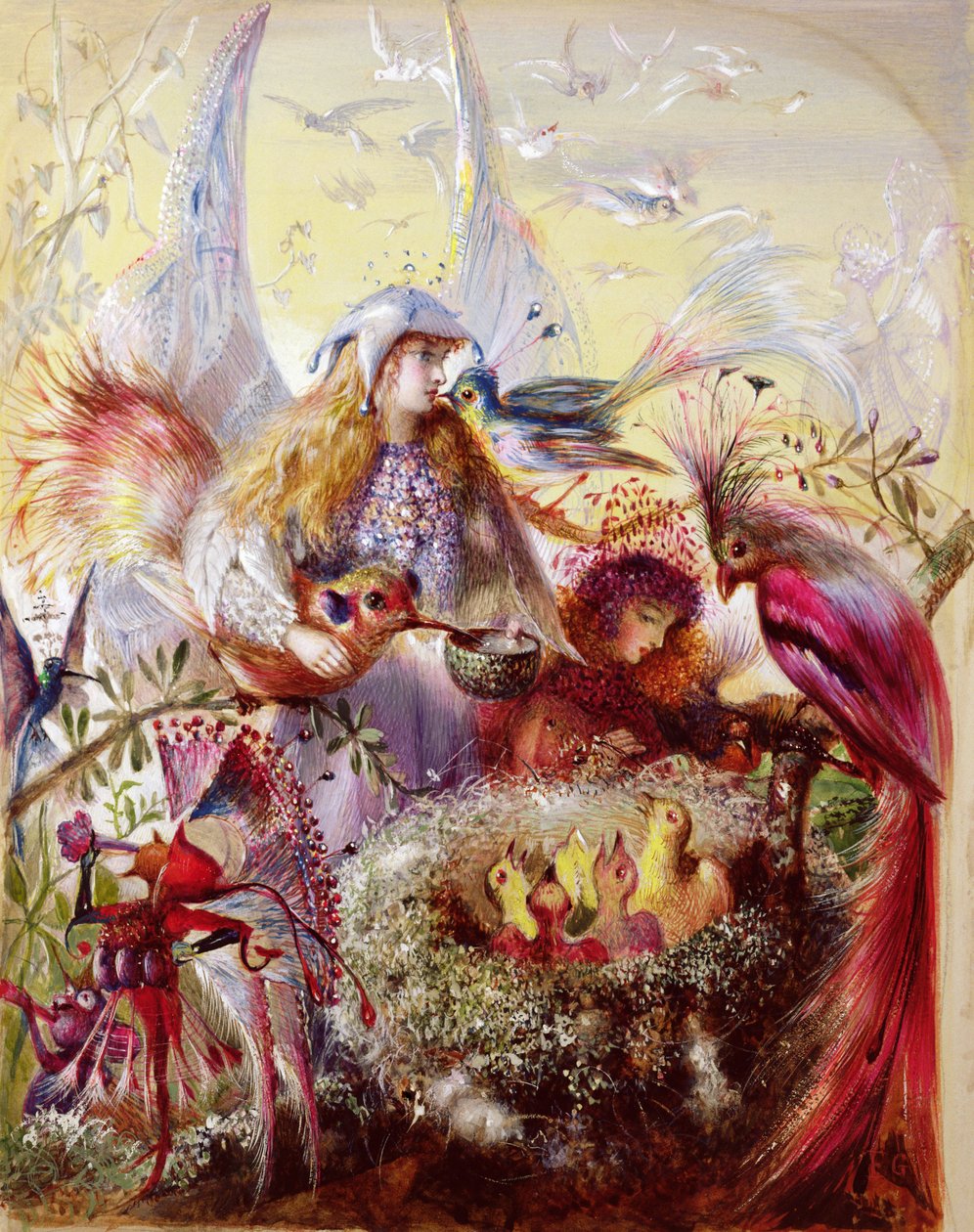 Fate con uccelli da John Anster Fitzgerald