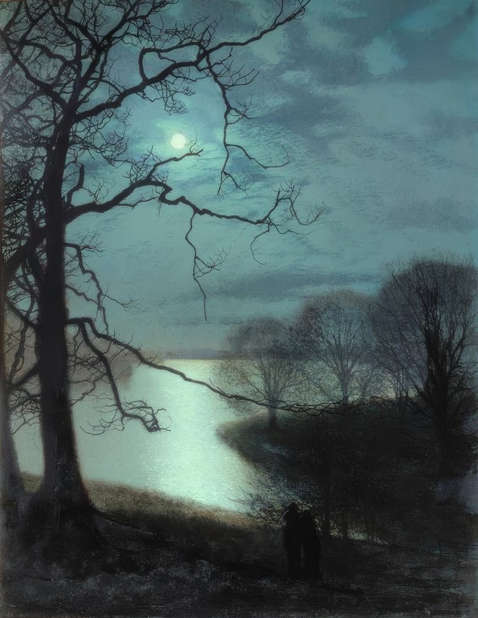 Guardando un lago illuminato dalla luna da John Atkinson Grimshaw