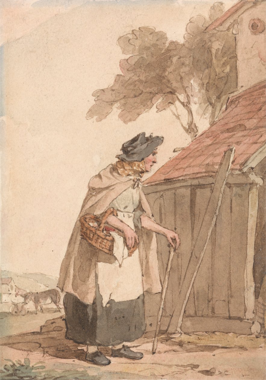 Una vecchia che porta un cesto da John Augustus Atkinson
