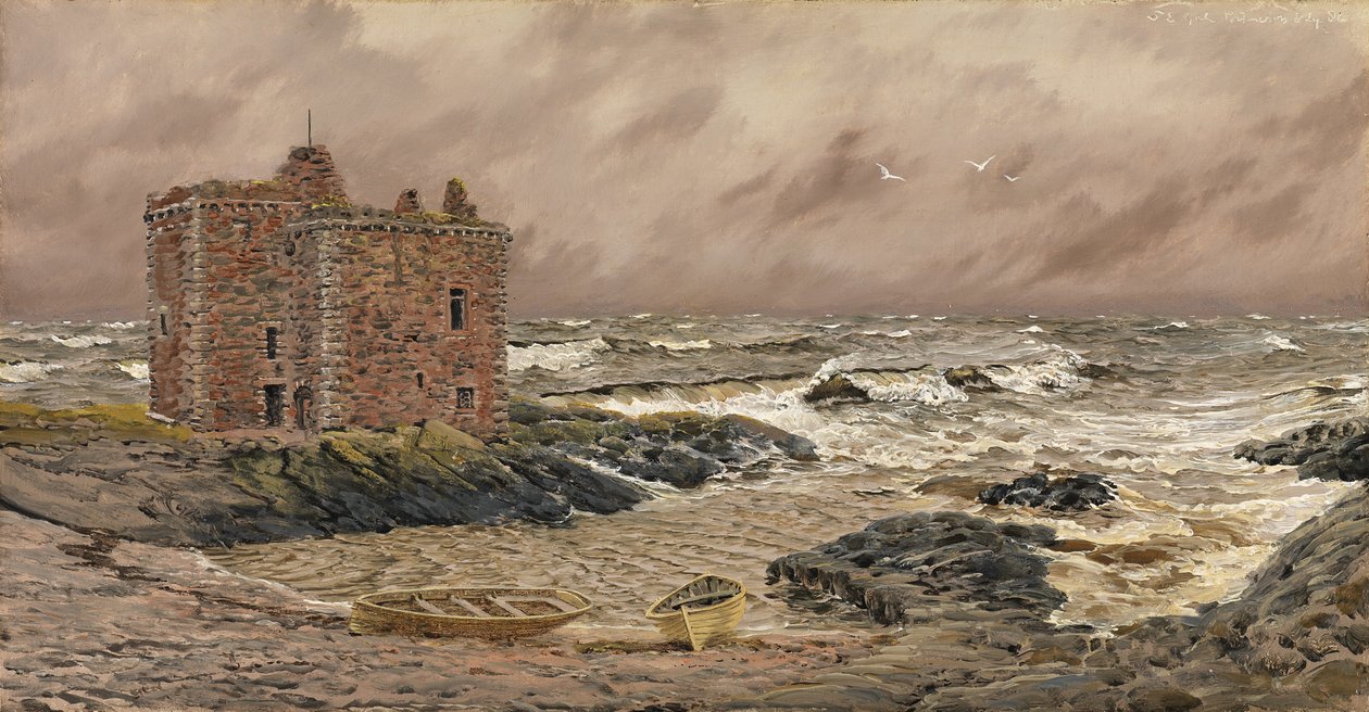 Tempesta di sud-est al Castello di Portencross, 1886 da John Brett