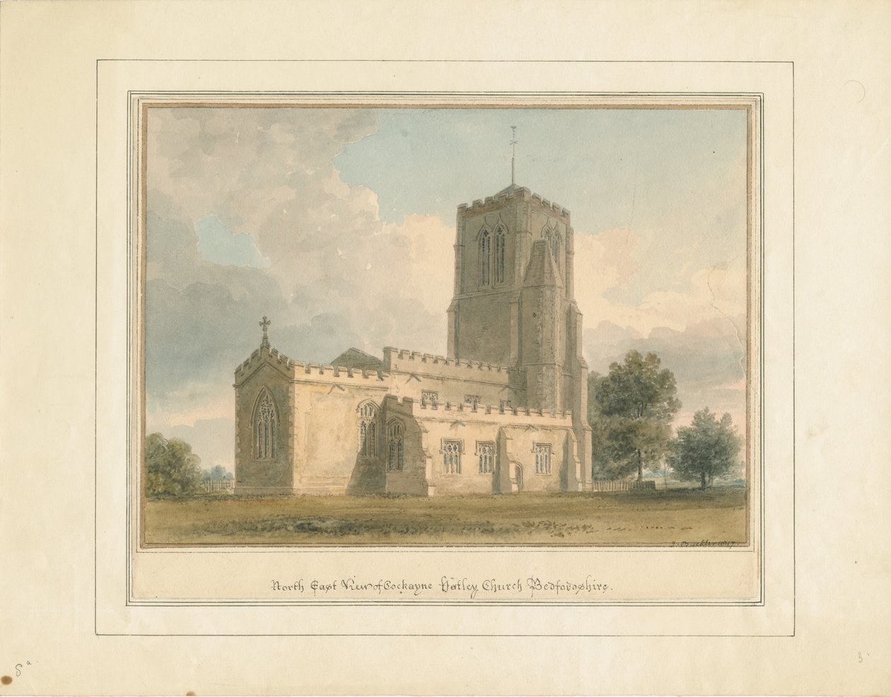 Bedfordshire - Chiesa di Cockayne Hatley, 1817 da John Buckler