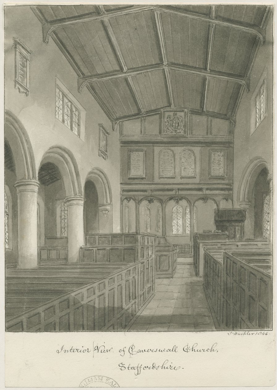 Interno della Chiesa di Caverswall da John Buckler