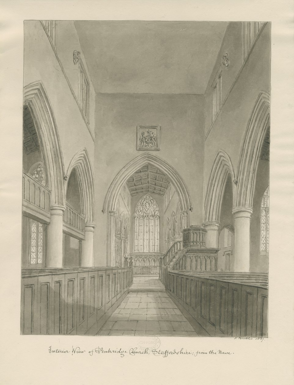 Interno della Chiesa di Penkridge da John Buckler