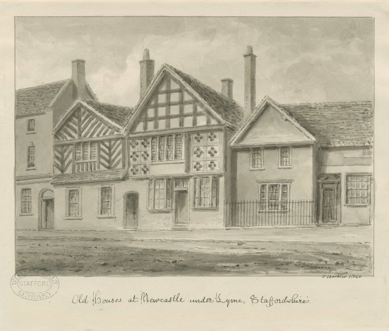 Newcastle-under-Lyme - Vecchie Case da John Buckler