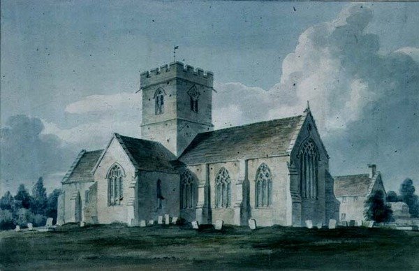 Vista Sud-Est della Chiesa di Dinton, 1805 da John Chessell Buckler