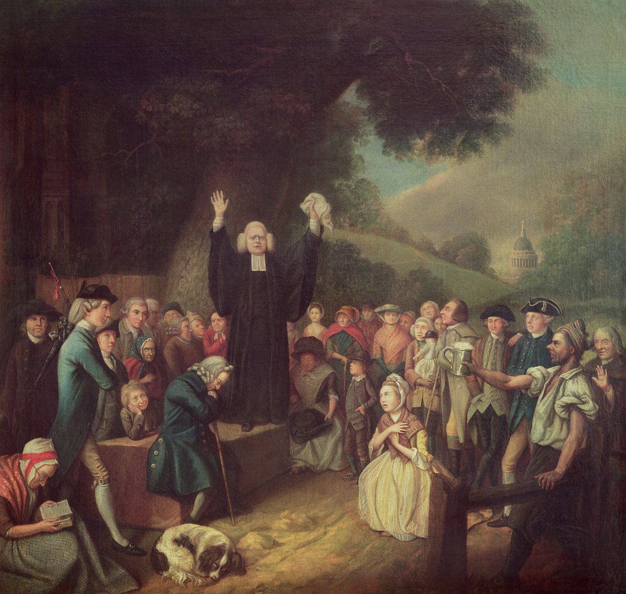 George Whitefield che predica da John Collet
