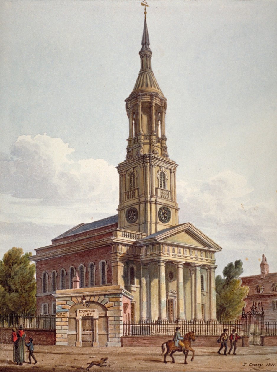 Chiesa di San Leonardo, Shoreditch, Londra, 1811 da John Coney