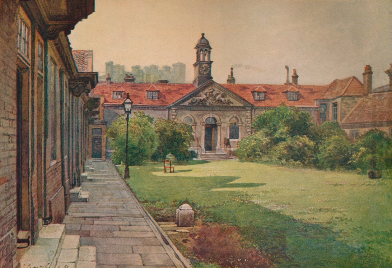 Case di riposo di Lady DAcres, fronte del giardino, c. 1880 1926 da John Crowther