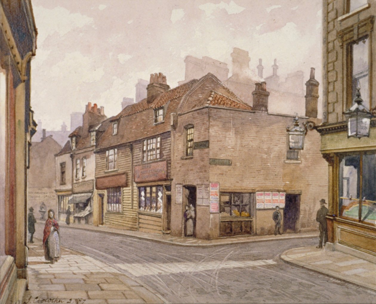 Il pub The Angel, Bermondsey, Londra, 1887 da John Crowther