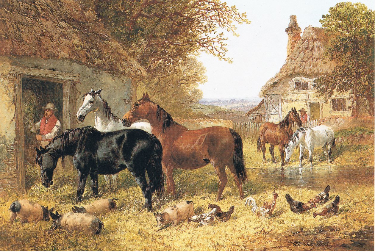 Cavalli in un cortile di fattoria da John Frederick Herring Junior