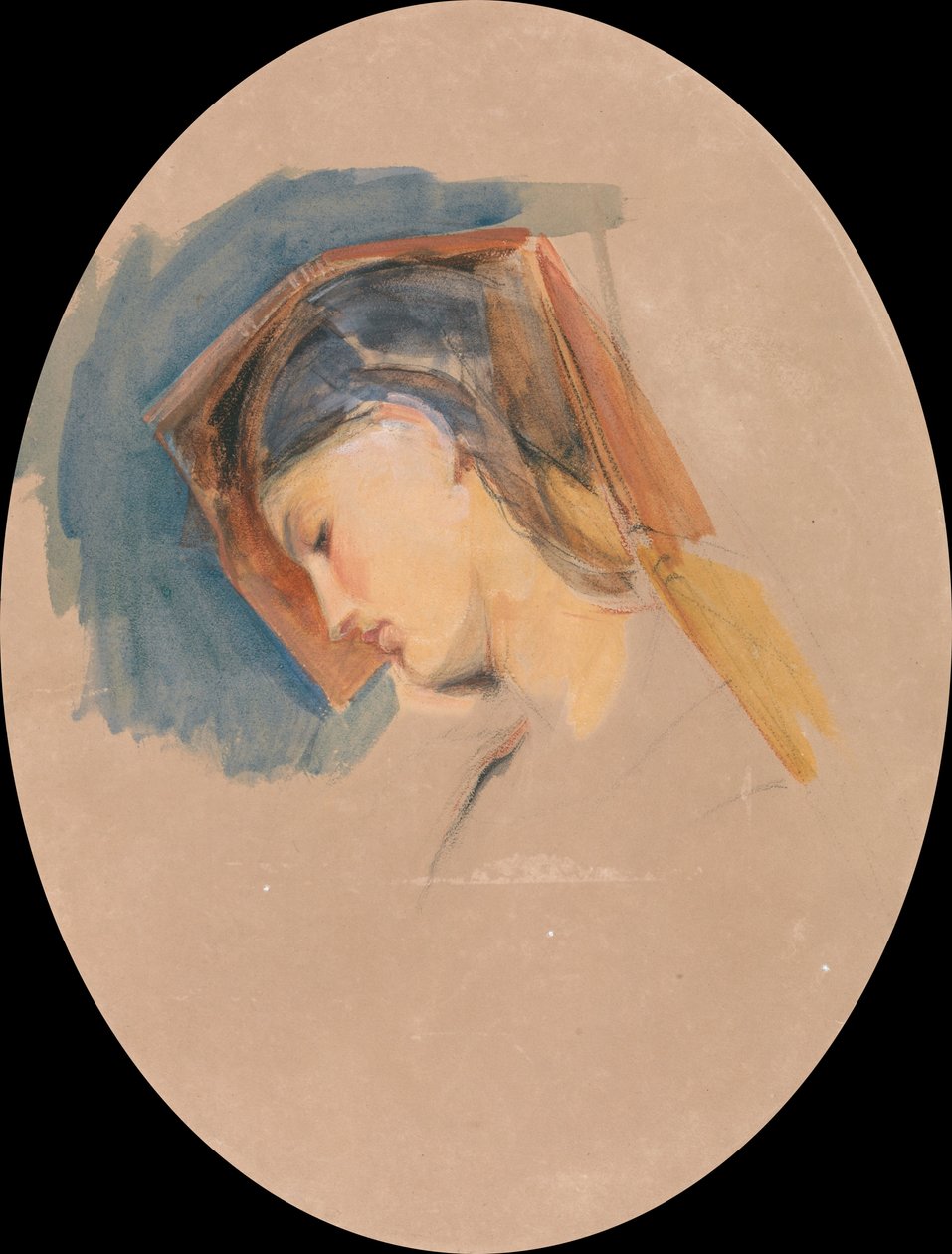 Testa di giovane donna da John Frederick Lewis