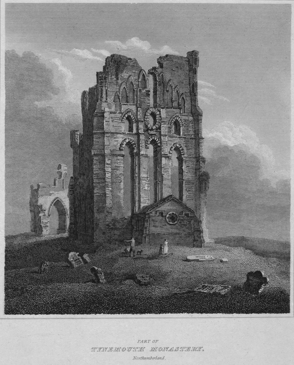 Parte del monastero di Tynemouth. Northumberland, 1814 da John Greig
