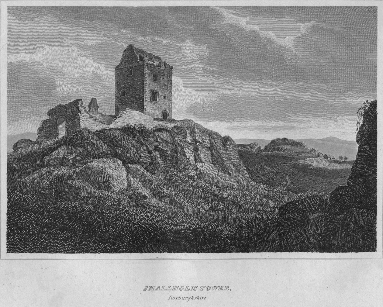 Torre di Smallholm, Roxburghshire, 1814 da John Greig