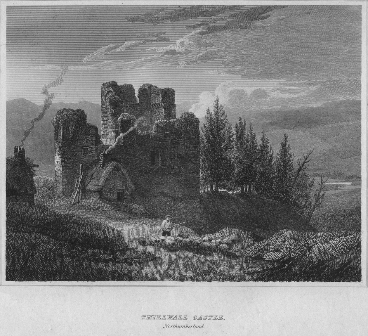 Castello di Thirlwall, Northumberland, 1814 da John Greig