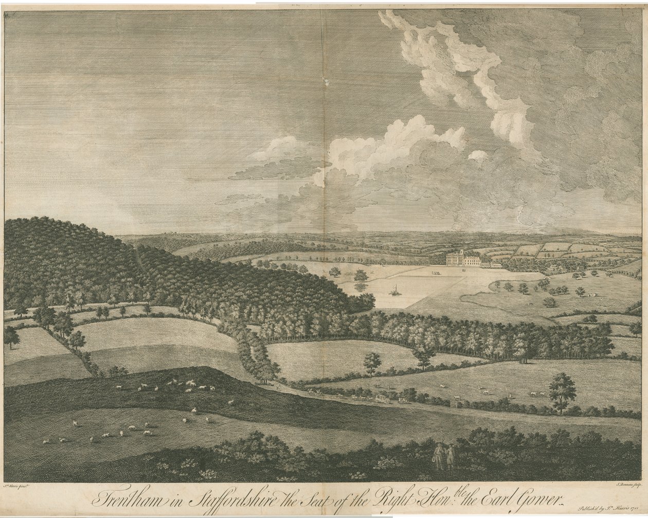 Trentham Hall: incisione, nd [c 1751] da John Harris