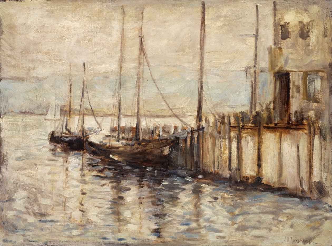 Barca da pesca in un porto da John Henry Twachtman