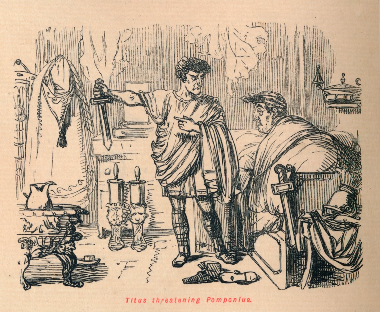 Tito minaccia Pomponio, 1852 da John Leech