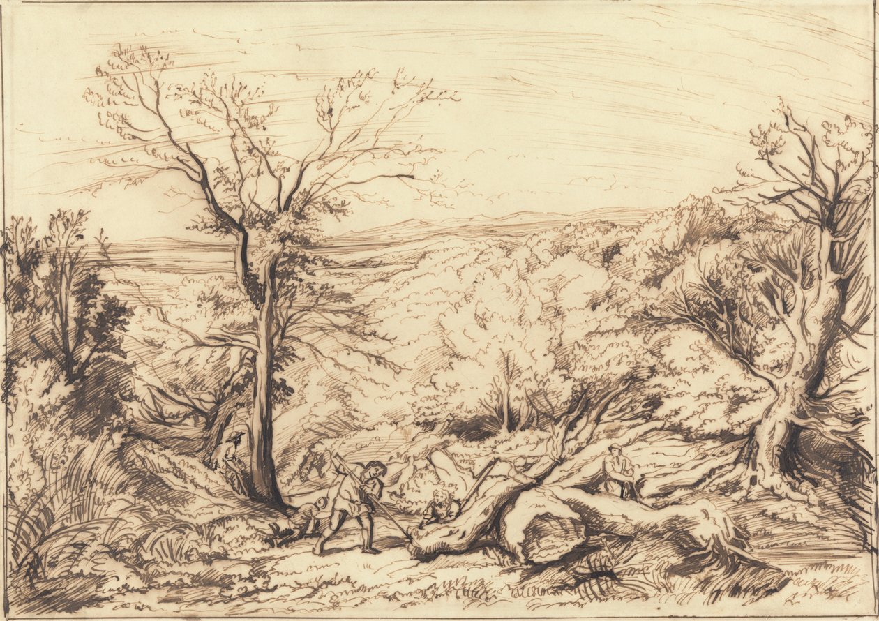 Boscaioli in una foresta da John Linnell