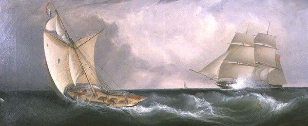 Un Cutter Francese che Passa una Fregata Britannica da John Lynn