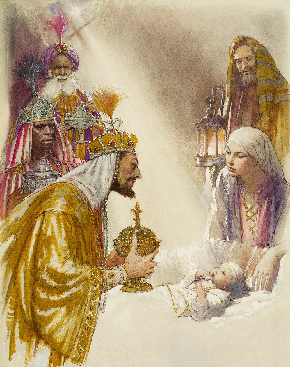 Tre Re Magi (gouache su carta) da John Millar Watt