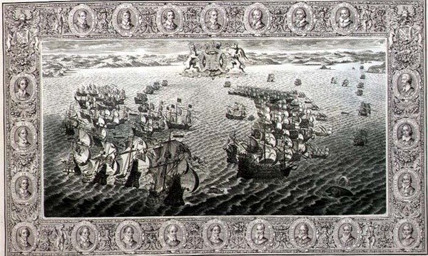 Armada (incisione da un arazzo) da John Pine