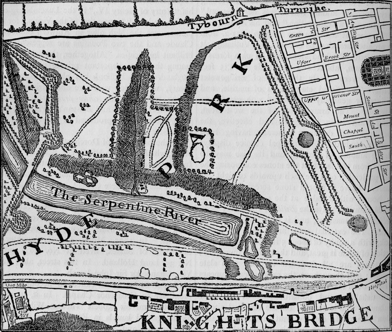 Mappa di Hyde Park, Londra, 1748 da John Pine