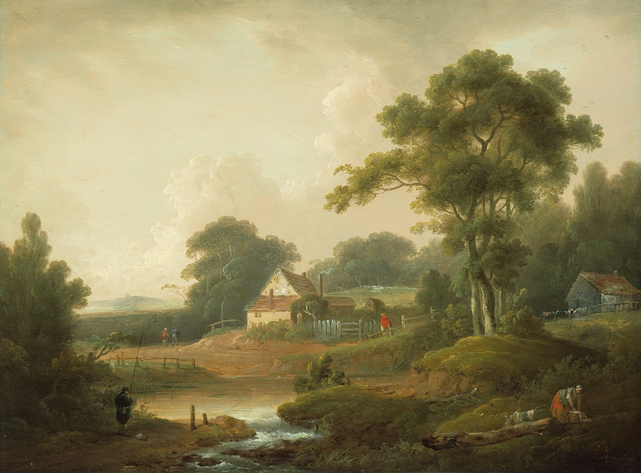 Paesaggio con pescatore e lavandaia da John Rathbone
