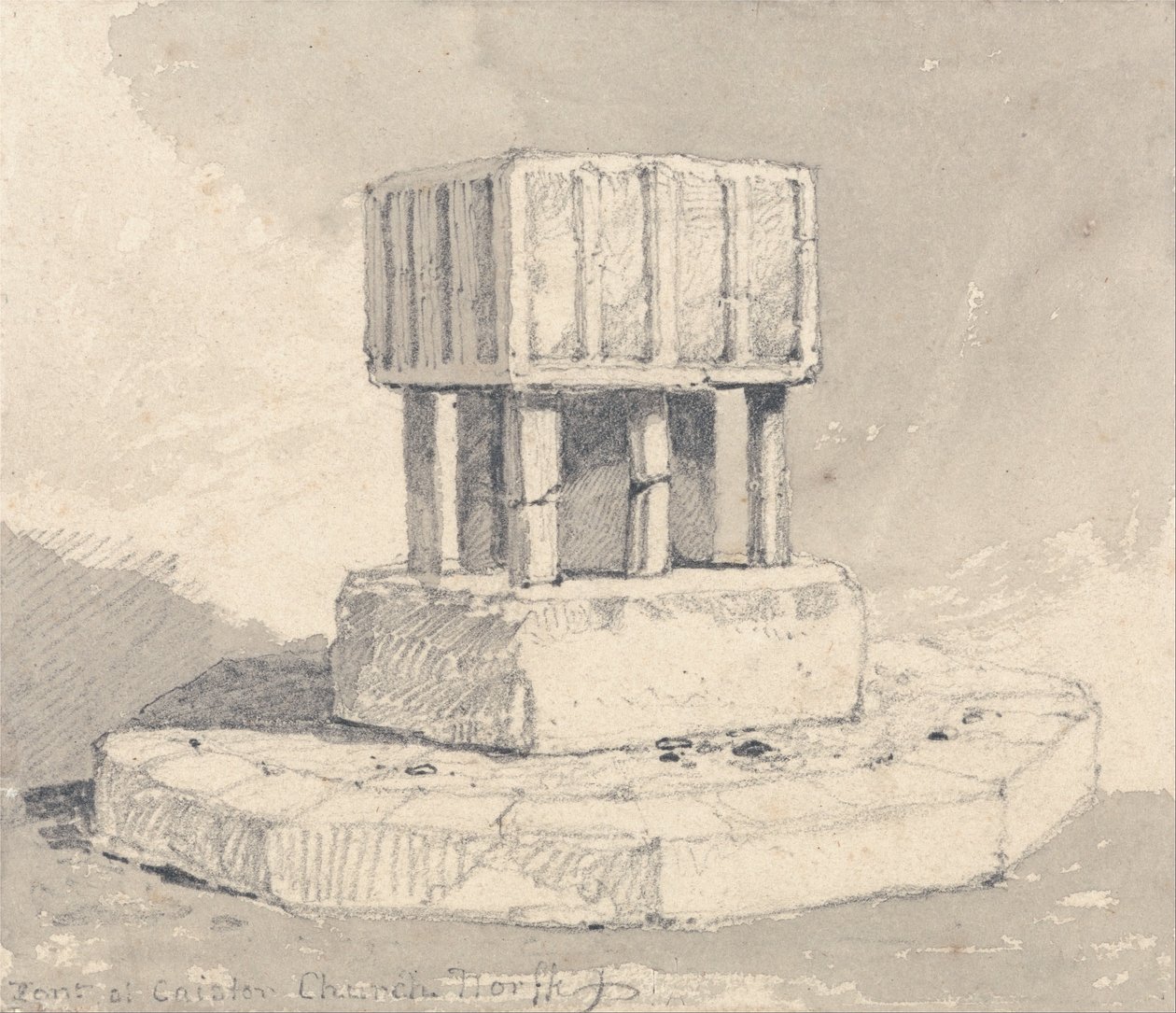 Fonte della chiesa di Caister, Norfolk da John Sell Cotman