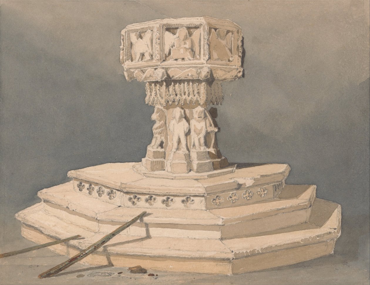Fonte della chiesa di Happisburgh, Norfolk da John Sell Cotman