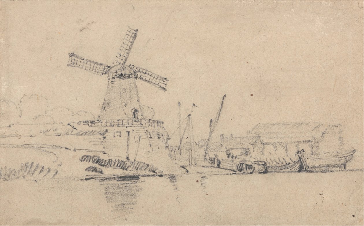 Fiume e mulino a vento da John Sell Cotman