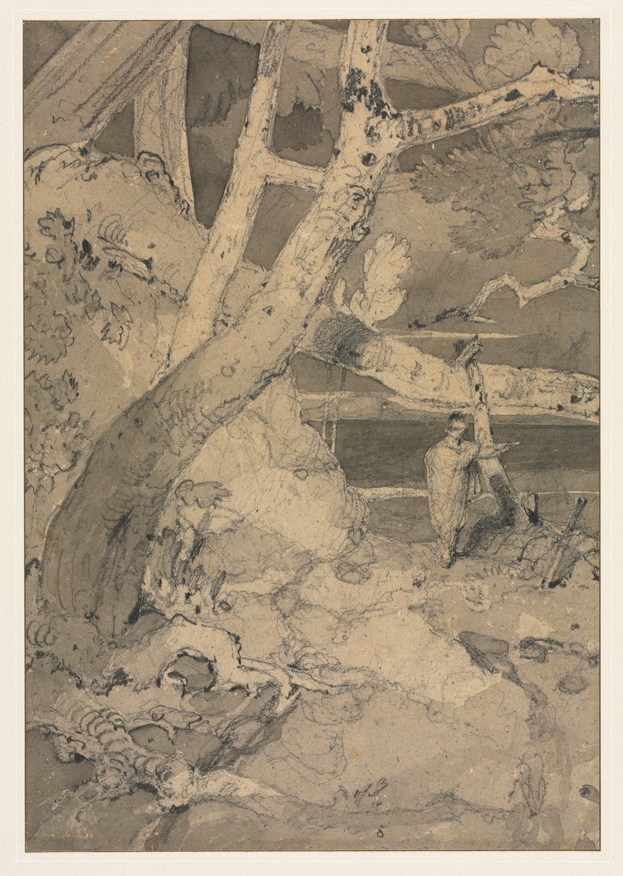 Viaggiatore in un paesaggio boschivo da John Sell Cotman