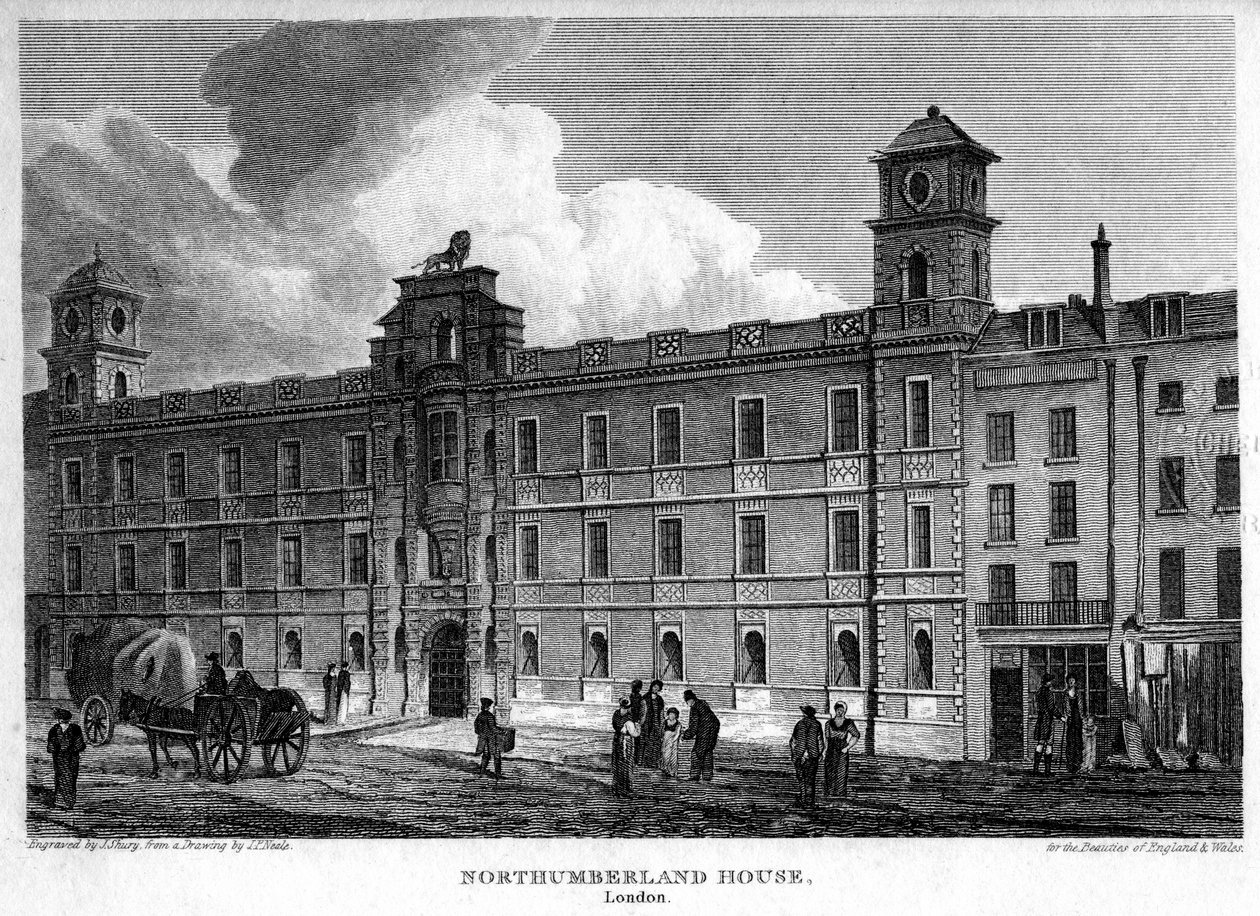 Northumberland House, Westminster, Londra, 1815 da John Shury