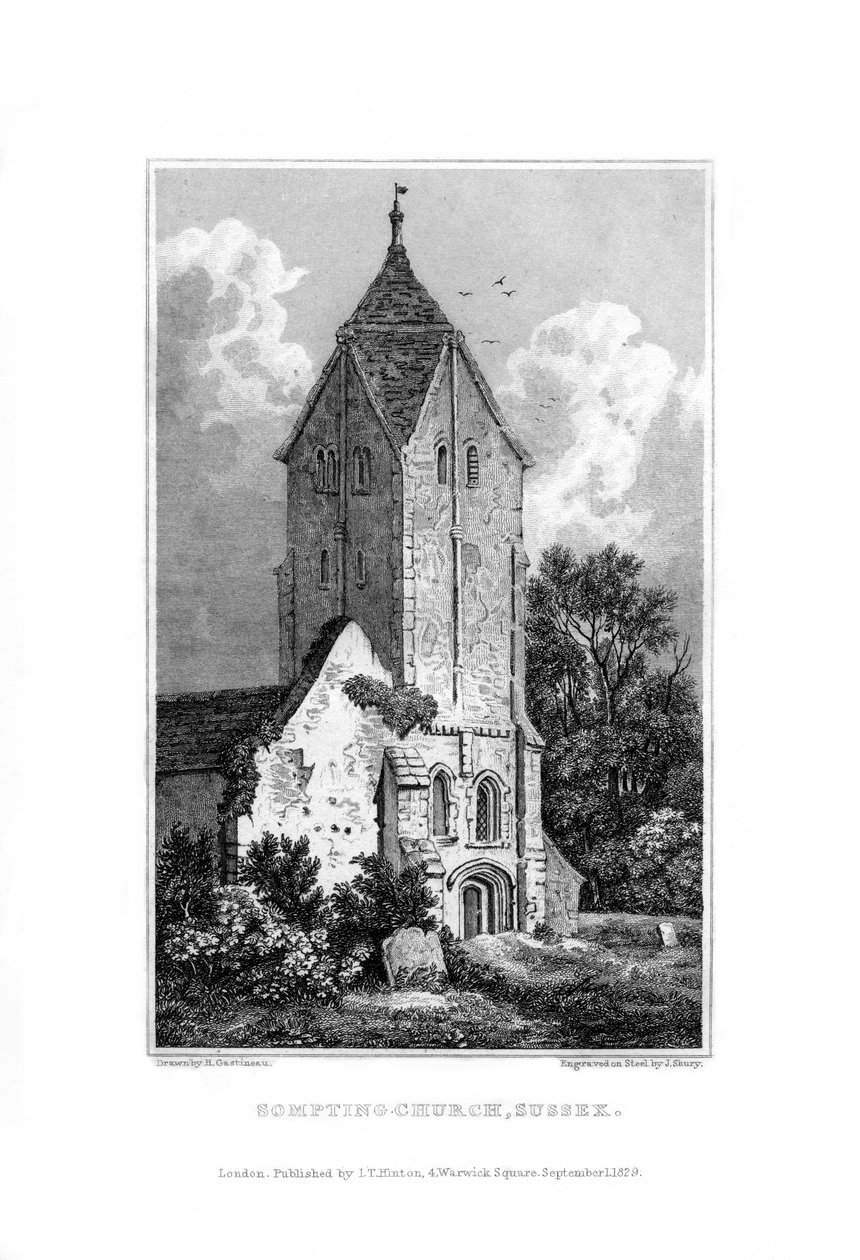 Chiesa di Sompting, Sussex, 1829 da John Shury