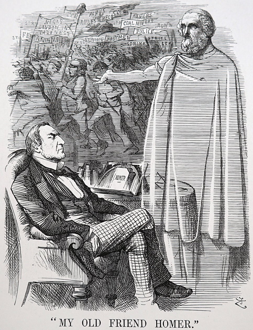 Il vecchio amico di Gladstone, Omero da John Tenniel