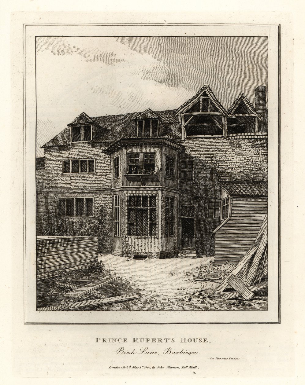 Casa del Principe Rupert, Beech Lane, Barbican da John Thomas Smith