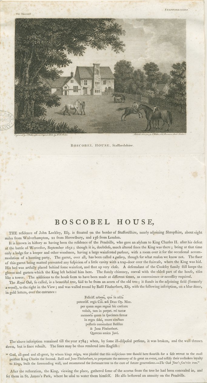 Boscobel House (incisione) da John Walker