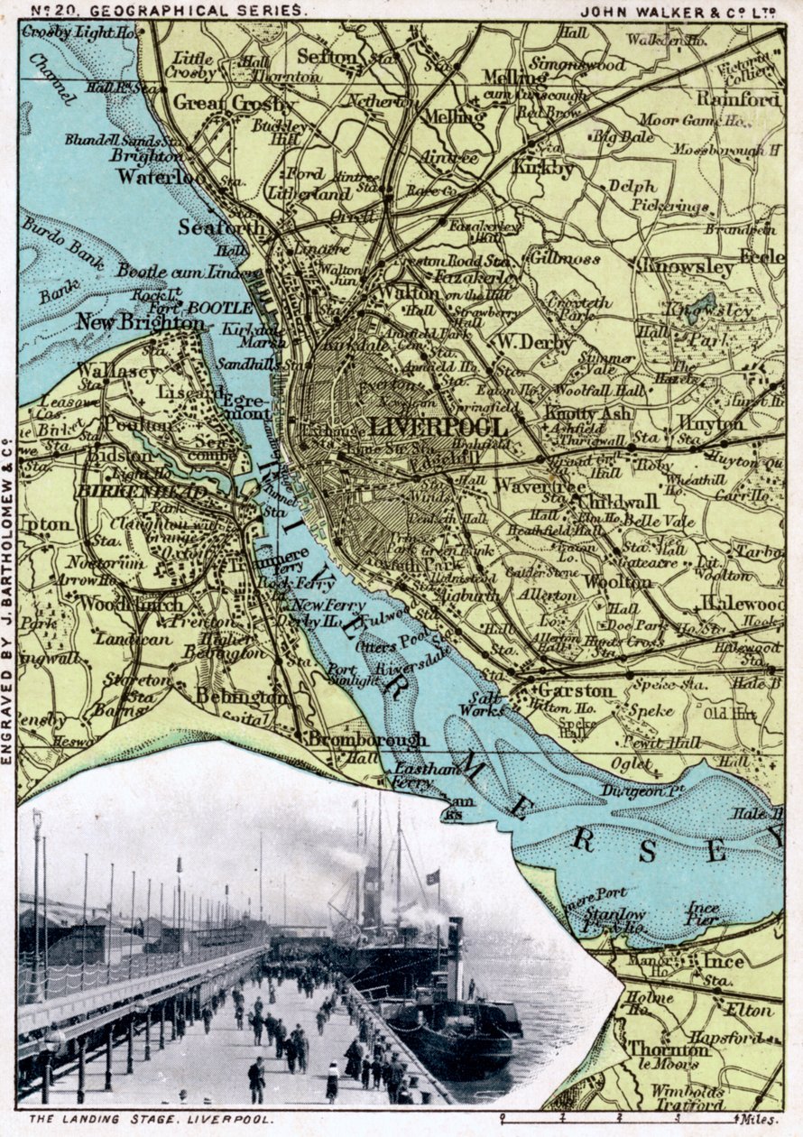 Mappa di Liverpool, Merseyside, 1903 da John Walker