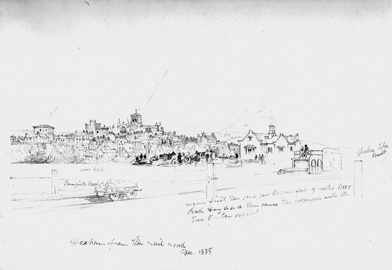 Hexham dalla ferrovia, 1835 da John Wilson Carmichael