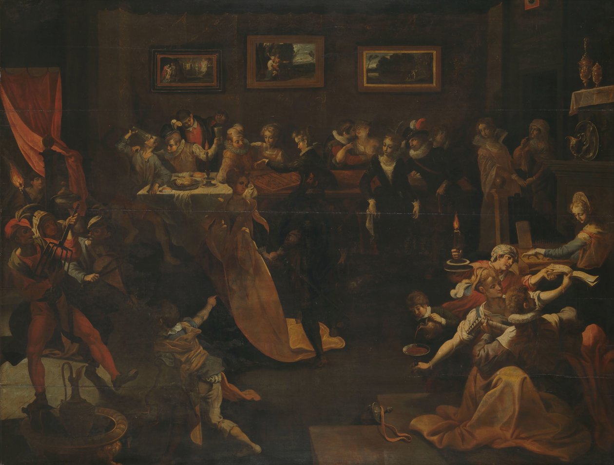 Banchetto notturno e mascherata da Joos van Winghe (copy after)