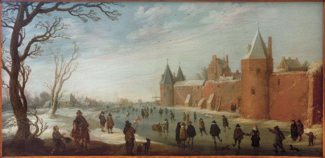 Pattinatori nel fossato cittadino da Joost Cornelisz. Droochsloot