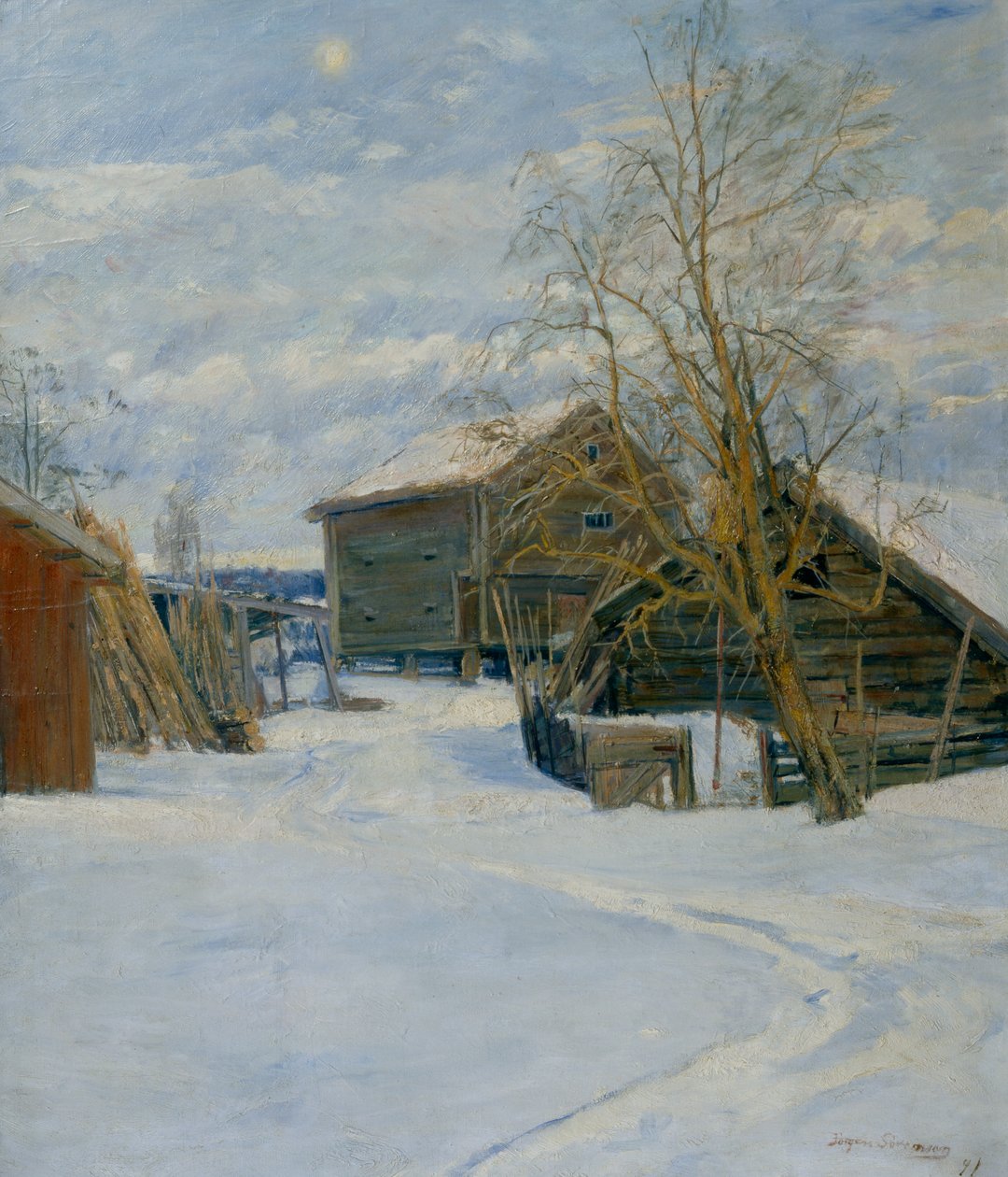 Casa in un paesaggio invernale da Jorgen Sorensen
