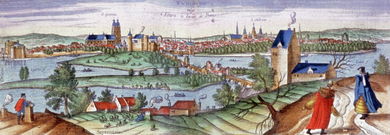 Veduta di Tours, c.1561 (incisione) da Joris Hoefnagel