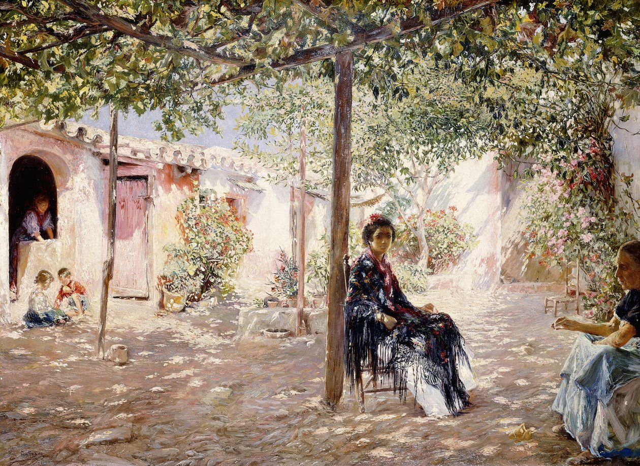 Signore in un cortile soleggiato da Jose Gallegos Arnosa