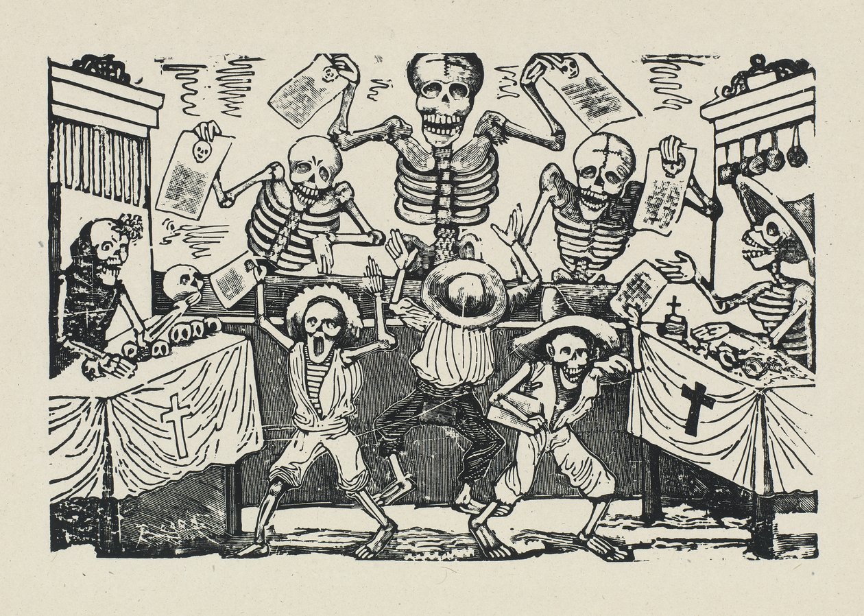 Revoltijo de calaveras de muchachos papeleros da José Guadalupe Posada