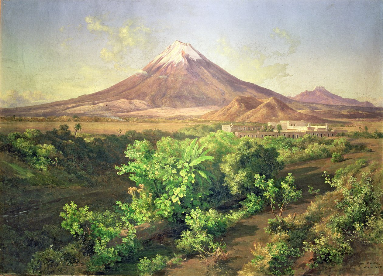 Un piccolo vulcano nella campagna messicana da José María Velasco