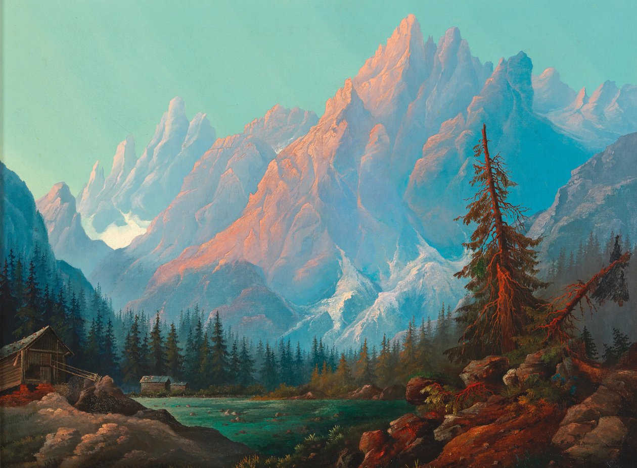 Alta montagna con neve e lago da Josef Krieger