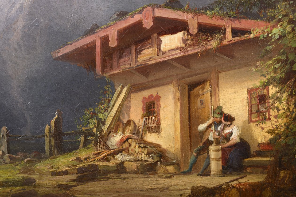 Paesaggio alpino con edificio da Josef Matj Navrátil