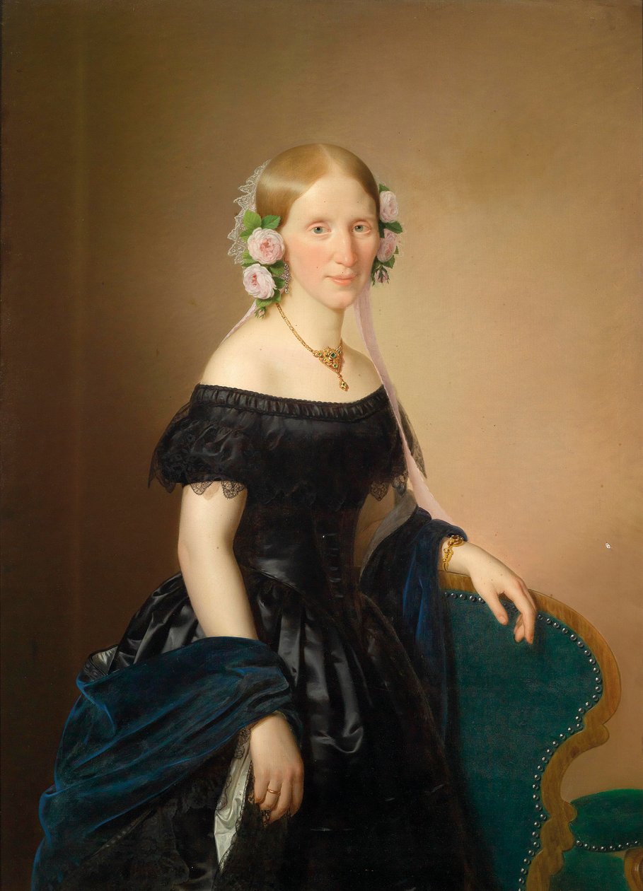 Ritratto di una signora con rose nei capelli da Josef Weidner
