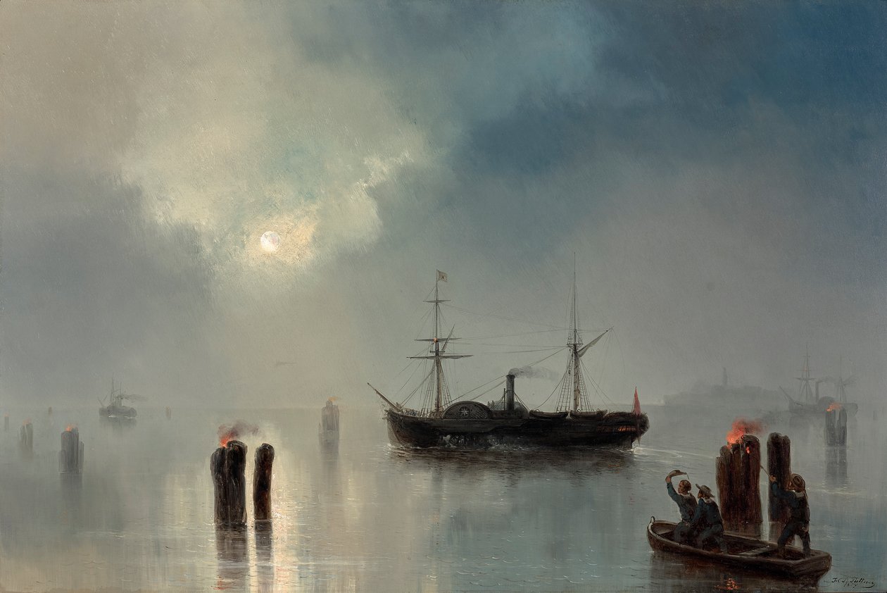 Navigazione notturna nella laguna da Josef Carl Berthold Püttner